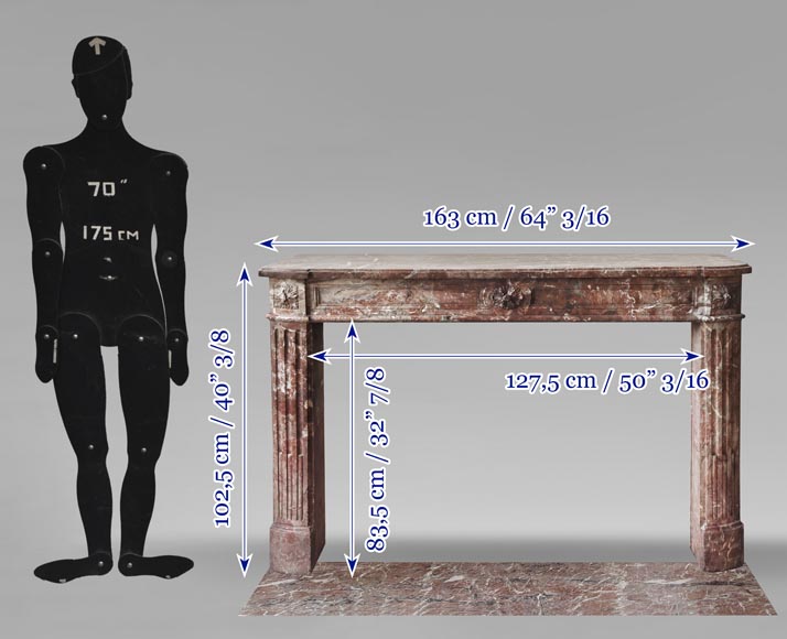 Louis XVI period fireplace in red northern marble, slightly curved Louis XVI period fireplace in red northern marble, slightly curved-10
