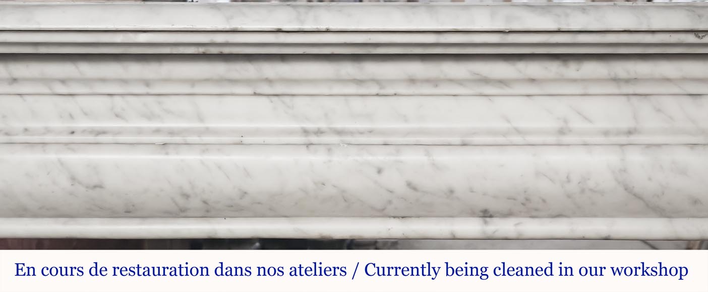 Louis XIV style fireplace in Carrara marble Louis XIV style fireplace in Carrara marble-1