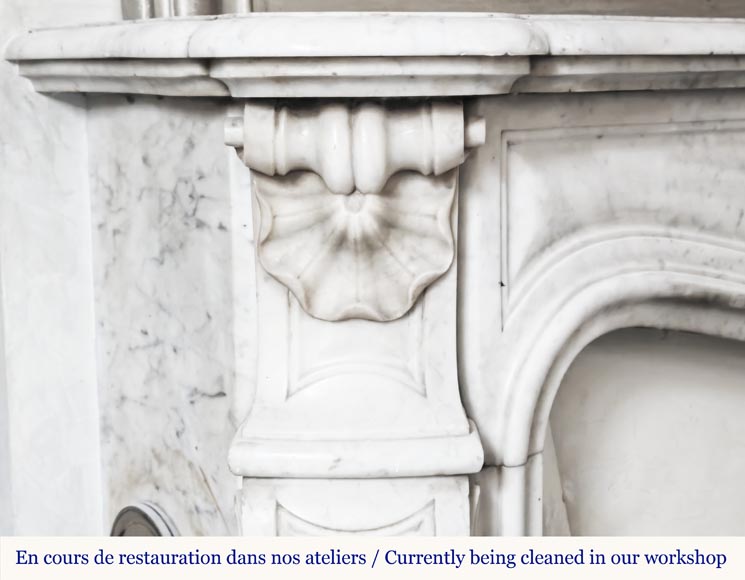 Louis XV style fireplace in Carrara marble-5