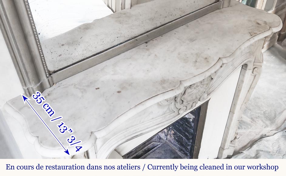 Louis XV style fireplace in Carrara marble-10