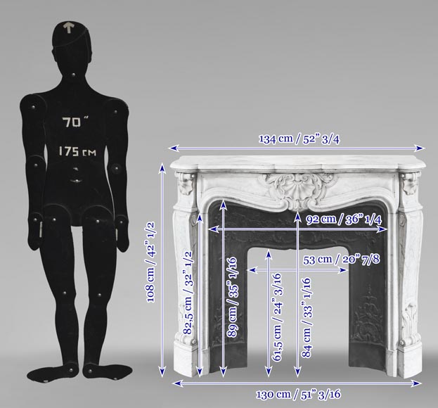 Louis XV style fireplace in Carrara marble-11