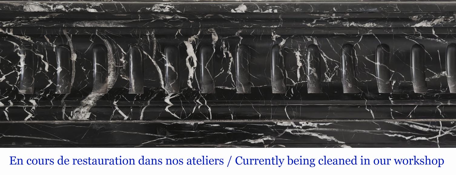 Louis XIV style fireplace with acroterion, in Marquina marble-1