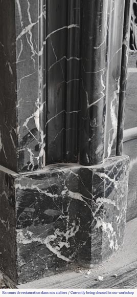 Louis XIV style fireplace with acroterion, in Marquina marble-4