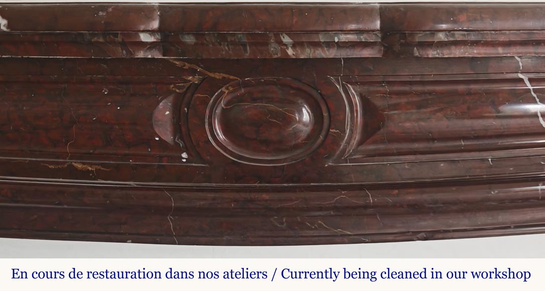 Louis XV style Pompadour model curved fireplace, in griotte marble Louis XV style Pompadour model curved fireplace, in griotte marble-1