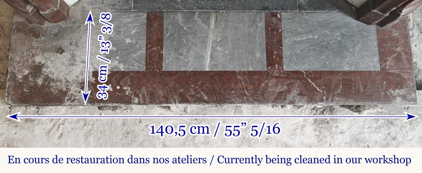 Louis XV style Pompadour model curved fireplace, in griotte marble Louis XV style Pompadour model curved fireplace, in griotte marble-9