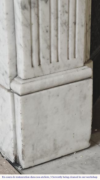 Louis XVI style fluted fireplace, in Carrara marble Louis XVI style fluted fireplace, in Carrara marble-4