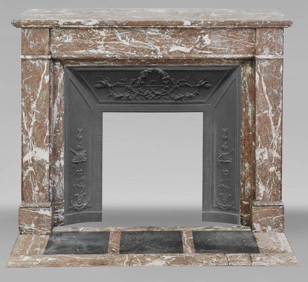 Louis XVI style fireplace in Northern Red marble-0