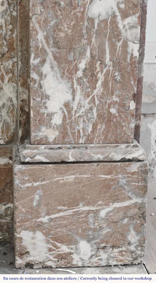 Louis XVI style fireplace in Northern Red marble-7