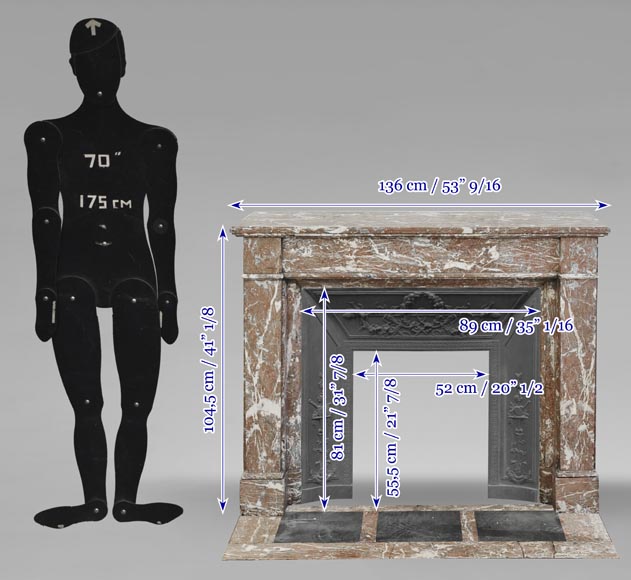Louis XVI style fireplace in Northern Red marble-10