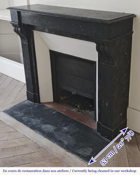 Napoleon III style fireplace, modillion model, in speckled black marble Napoleon III style fireplace, modillion model, in speckled black marble-5
