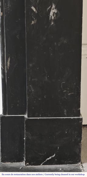 Napoleon III style fireplace, modillion model, in speckled black marble Napoleon III style fireplace, modillion model, in speckled black marble-7