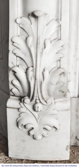 Highly sculpted Louis XV style fireplace in Carrara marble-9