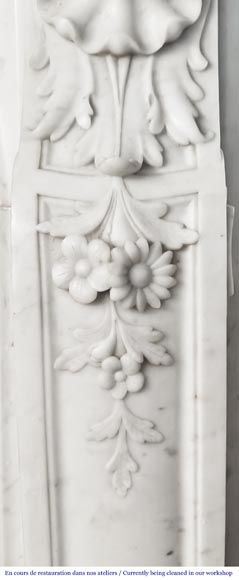 Highly sculpted Louis XV style fireplace in Carrara marble-12
