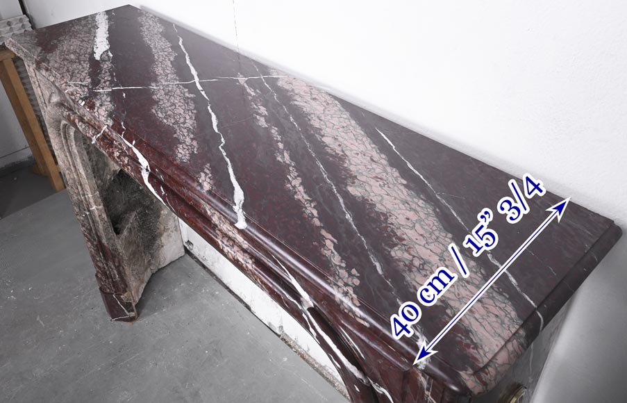 Louis XIV style fireplace in Campan Rubané marble Louis XIV style fireplace in Campan Rubané marble-8