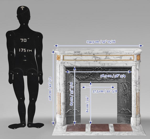 Louis XVI style fireplace in Arabescato marble, with bronze decoration-11