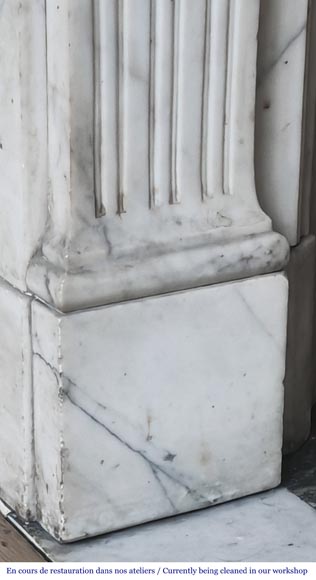 Louis XVI style fireplace in semi-statuary marble, decorated with a sunflower Louis XVI style fireplace in semi-statuary marble, decorated with a sunflower-4