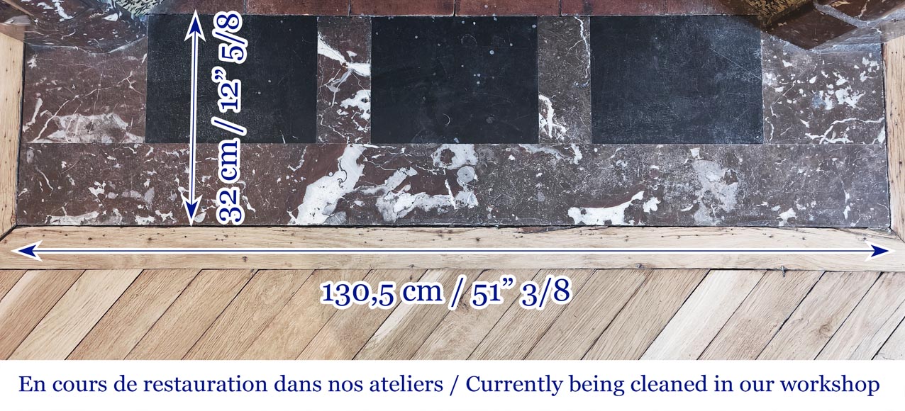 Louis XIV style fireplace with acroterion, in Northern Red marble Louis XIV style fireplace with acroterion, in Northern Red marble-8