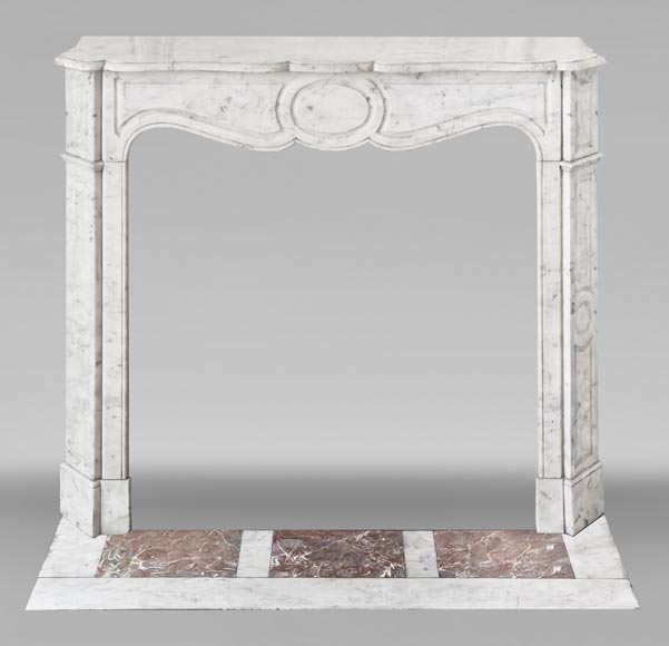 Louis XV style Pompadour model fireplace in Carrara marble-0