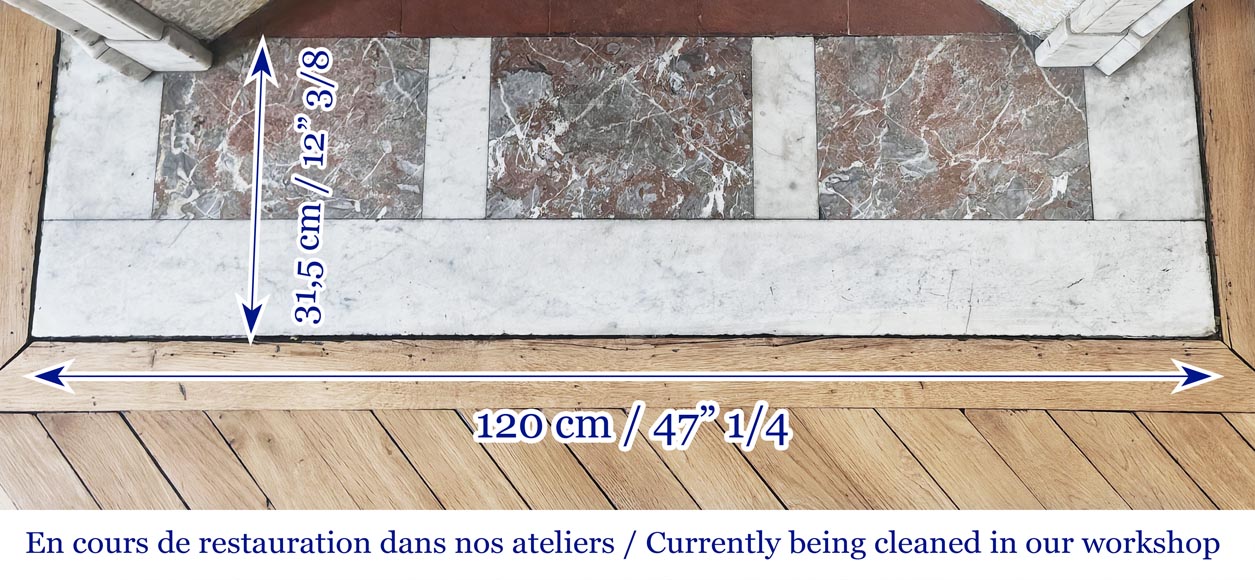 Louis XV style Pompadour model fireplace in Carrara marble-8