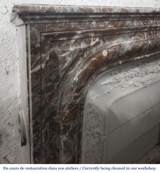 Louis XIV style fireplace with molding, in Royal Red marble Louis XIV style fireplace with molding, in Royal Red marble-3