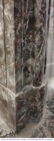 Louis XIV style fireplace with molding, in Royal Red marble Louis XIV style fireplace with molding, in Royal Red marble-4