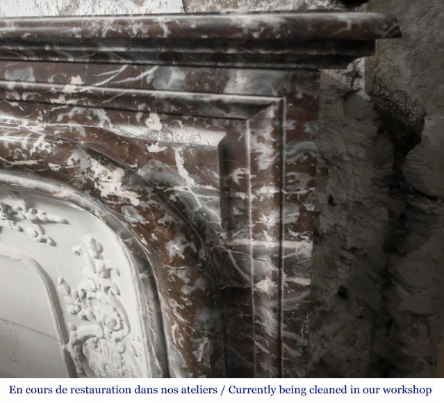 Louis XIV style fireplace with molding, in Royal Red marble Louis XIV style fireplace with molding, in Royal Red marble-6