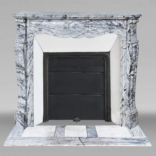 Louis XV style Pompadour model fireplace in blue floral marble