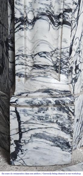 Louis XV style Pompadour model fireplace in blue floral marble-4