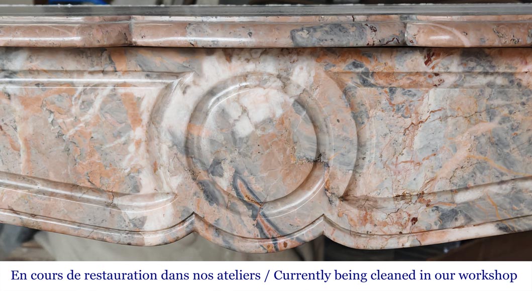 Louis XV style Pompadour model fireplace in Enjugerais marble-1