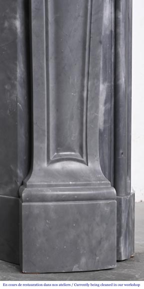 Small Louis XV style fireplace decorated with a shell, in blue Turquin marble-7