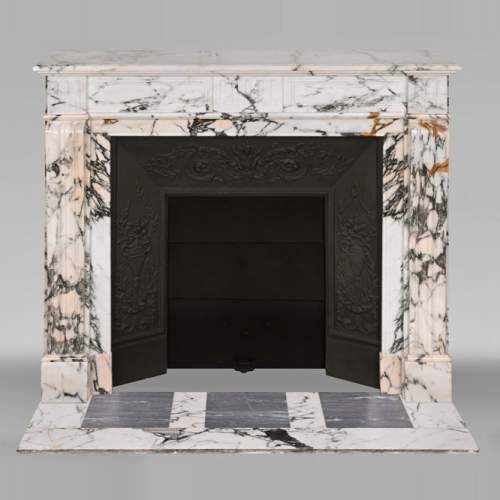 Louis XVI style fluted fireplace, in Paonazzo marble