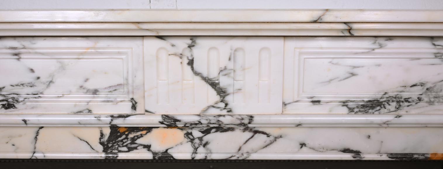 Louis XVI style fluted fireplace, in Paonazzo marble Louis XVI style fluted fireplace, in Paonazzo marble-1