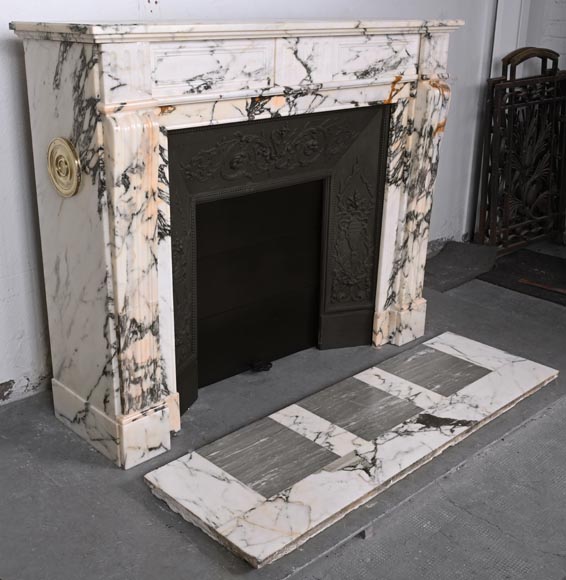 Louis XVI style fluted fireplace, in Paonazzo marble Louis XVI style fluted fireplace, in Paonazzo marble-2