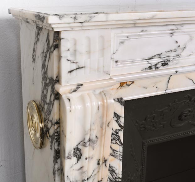 Louis XVI style fluted fireplace, in Paonazzo marble Louis XVI style fluted fireplace, in Paonazzo marble-3