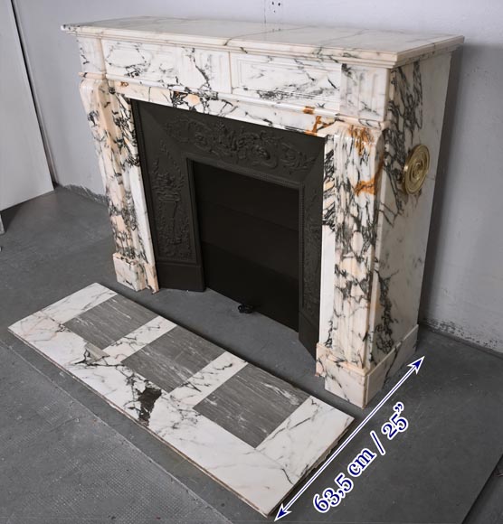 Louis XVI style fluted fireplace, in Paonazzo marble Louis XVI style fluted fireplace, in Paonazzo marble-7