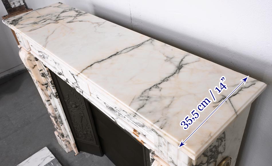 Louis XVI style fluted fireplace, in Paonazzo marble Louis XVI style fluted fireplace, in Paonazzo marble-14