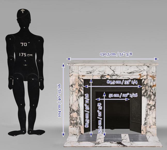 Louis XVI style fluted fireplace, in Paonazzo marble Louis XVI style fluted fireplace, in Paonazzo marble-15