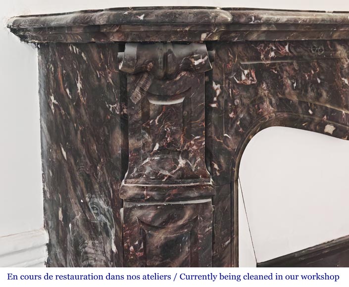 Louis XV style Pompadour model fireplace, in Bois Jourdan marble-3