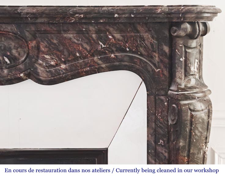 Louis XV style Pompadour model fireplace, in Bois Jourdan marble-6