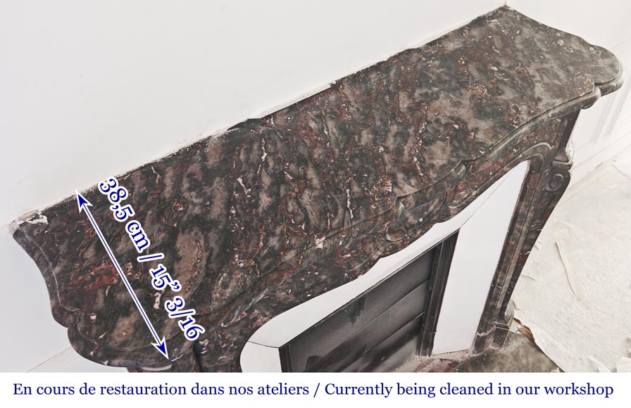 Louis XV style Pompadour model fireplace, in Bois Jourdan marble-9