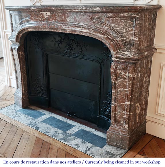 Large Regency-style fireplace in Royal Red marble-5