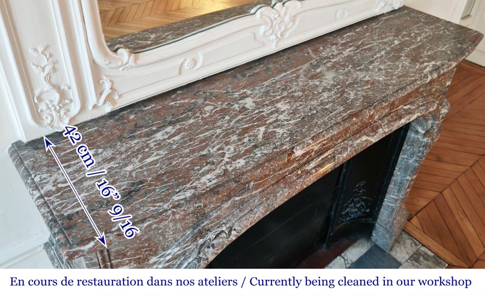 Large Regency-style fireplace in Royal Red marble-10