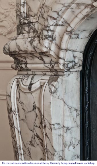 Important Regency-style fireplace adorned with a shell motif, in purple breccia marble-7