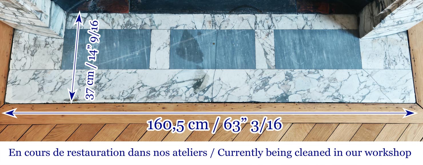 Important Regency-style fireplace adorned with a shell motif, in purple breccia marble-15