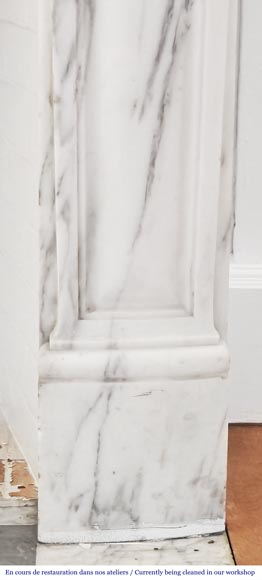Louis XV style fireplace with asymmetrical palmette, in arabescato marble-8