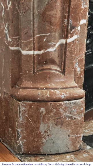 Louis XV style fireplace decorated with a palmette, in Northern Red marble-5