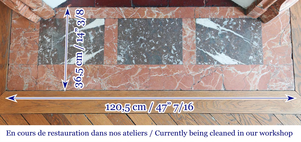 Louis XV style Pompadour model fireplace in red-orange marble-8