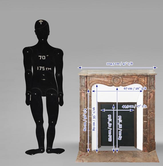 Louis XV style Pompadour model fireplace in Enjugerais marble Louis XV style Pompadour model fireplace in Enjugerais marble-10