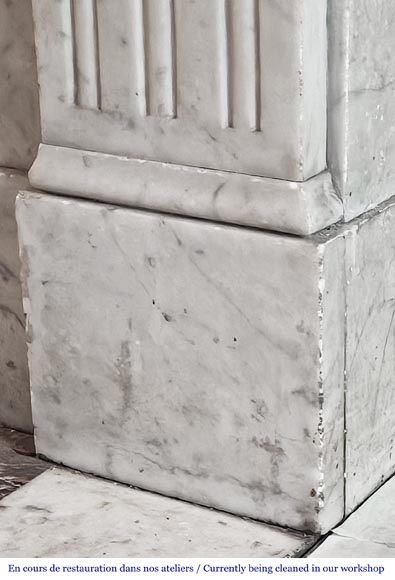 Louis XVI style fireplace in Carrara marble, decorated with a palmette Louis XVI style fireplace in Carrara marble, decorated with a palmette-7