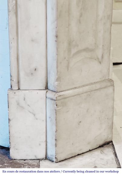Louis XV style Pompadour model fireplace, in Carrara marble-7